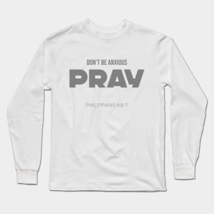 Bible Scripture Philippians 4:6-7 Quote Grey Long Sleeve T-Shirt